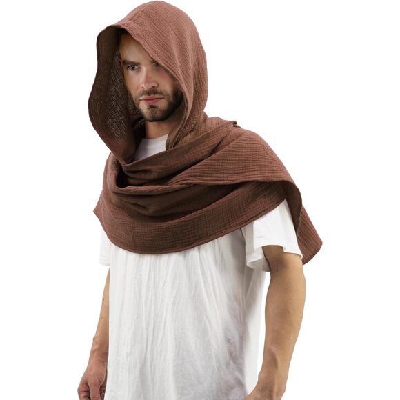 Multifunctional Hooded Cotton Shawl Scarf Cape for Women Men Warm Cozy Fashion - Picture 5 of 7